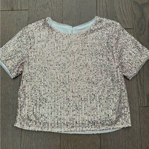 Cat & Jack Gold Sequin Short Sleeve Top - size XS (4/5)